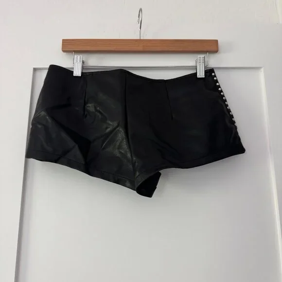 EUC Edikted Studded Faux Leather Micro Shorts - Picture 7 of 7